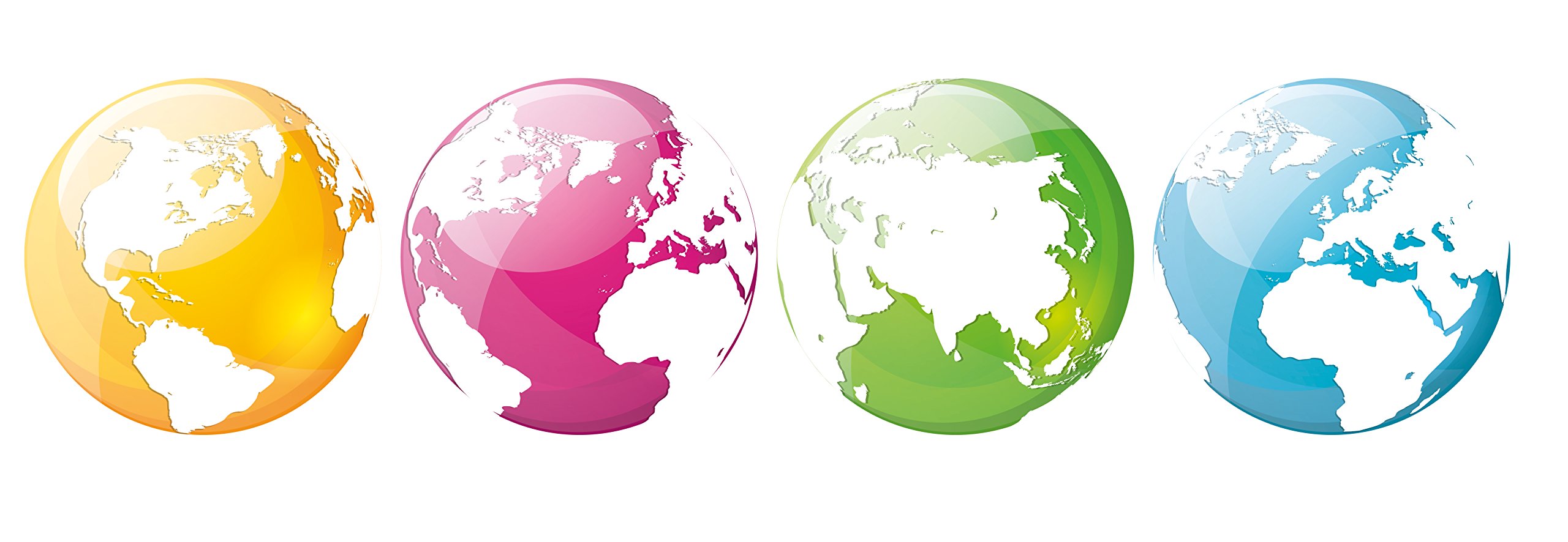 CEP Decosense Adhesive Wall Transfers, Colorful Globes, 6.5" Diameter, Pack of 4 (13101)