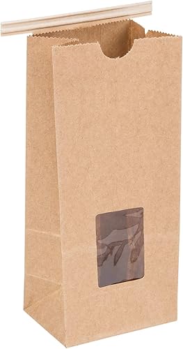 Bolsas de café resellables de papel kraft con forro de polietileno, bolsas de café con ventana, 12 libra, paquete de 50 unidades