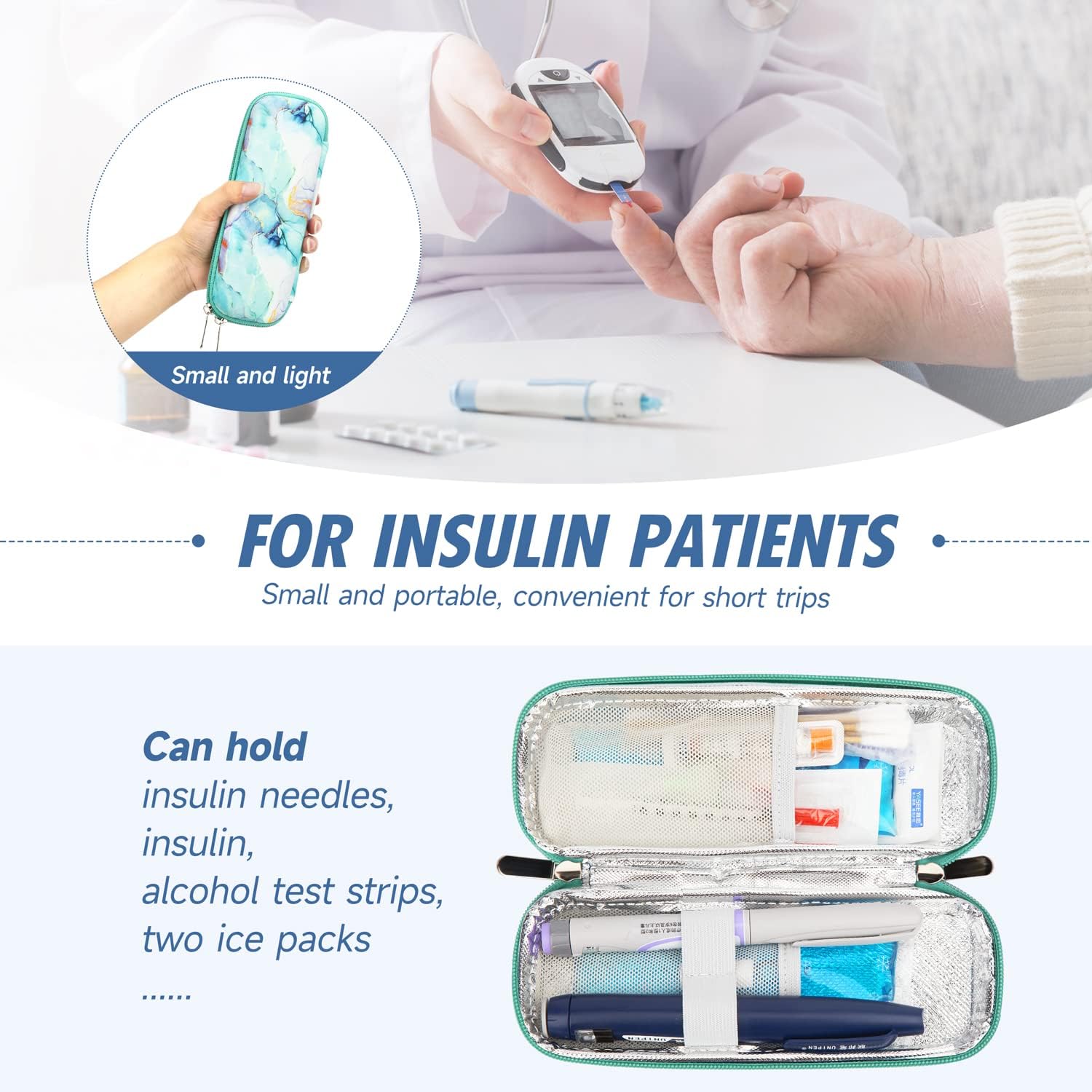 YOUSHARES Medication Cooler Travel Case, Manjaro Pen Case with 2 Ice Packs for Diabetic Supplies Travel Insulin Cooler - Image 3
