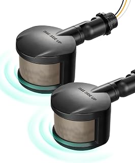 EDISHINE 2 Pack Motion Sensor, 180-Degree Replacement Motion Detector for Outdoor Lights, Adjustable Time & Detection Range Up to 60FT, 3 Modes PIR Motion Sensor for Floodlight, Black, UL Listed