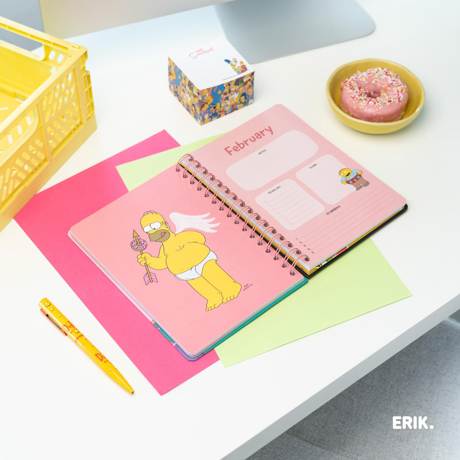 Planificateur Hebdomadaire Les Simpson - Format A4, 54 Feuilles Détachables - Semainier Familial, Pour Bureau Ou Maison, Organisation Du Lundi Au Dimanche - 7