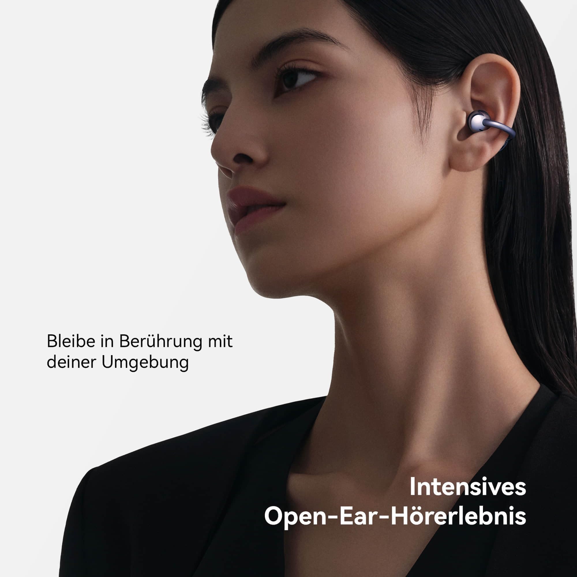 HUAWEI FreeClip, kabellose kopfhörer mit Innovatives Clip-Design, Intensives Open-Ear-Hörerlebnis, KI-Hintergrundgeräuschunterdrückung bei Anrufen, Superlange Akkulaufzeit, Android™&iOS, Schwarz
