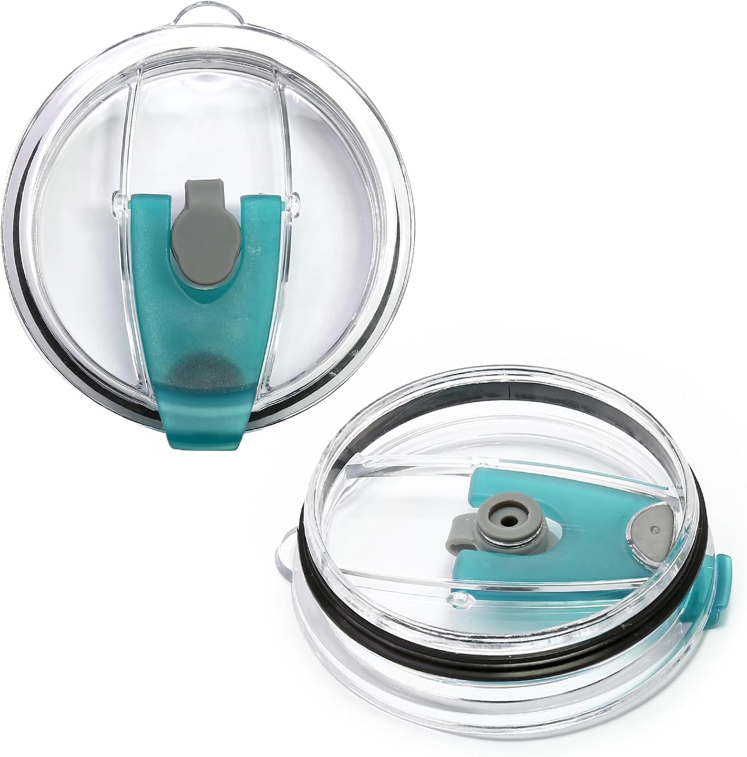 2-Pack Tumbler Flip Lid Plastic Cups, 20oz Water Bottle Lids, Spill-Proof Travel Mugs (Blue, Flip) - Image 2