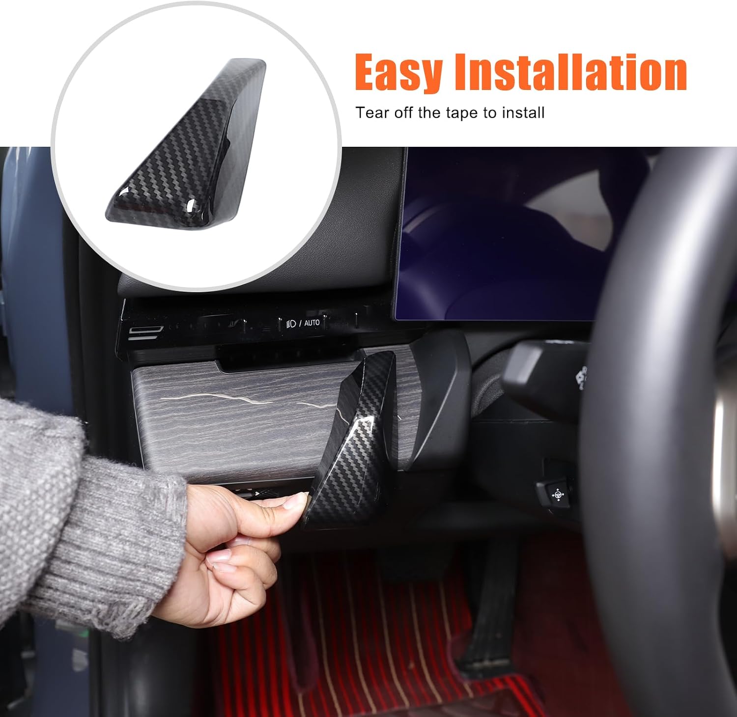 Car Dashboard Panel Cover Trim Compatible with BMW 5 Series G60 2024 2025 2026,ABS Dashboard Meter Side Cover,Side Instrument Hood Panel Trim Interior Accessories 2PCS (ABS Carbon)