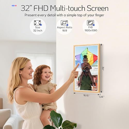 Miniatura 4 de NexFoto Marco de fotos digital grande de 32 pulgadas, FHD 1920 x 1080, marco de fotos digital WiFi de 64 GB, añade fotos de Google Photos, carga