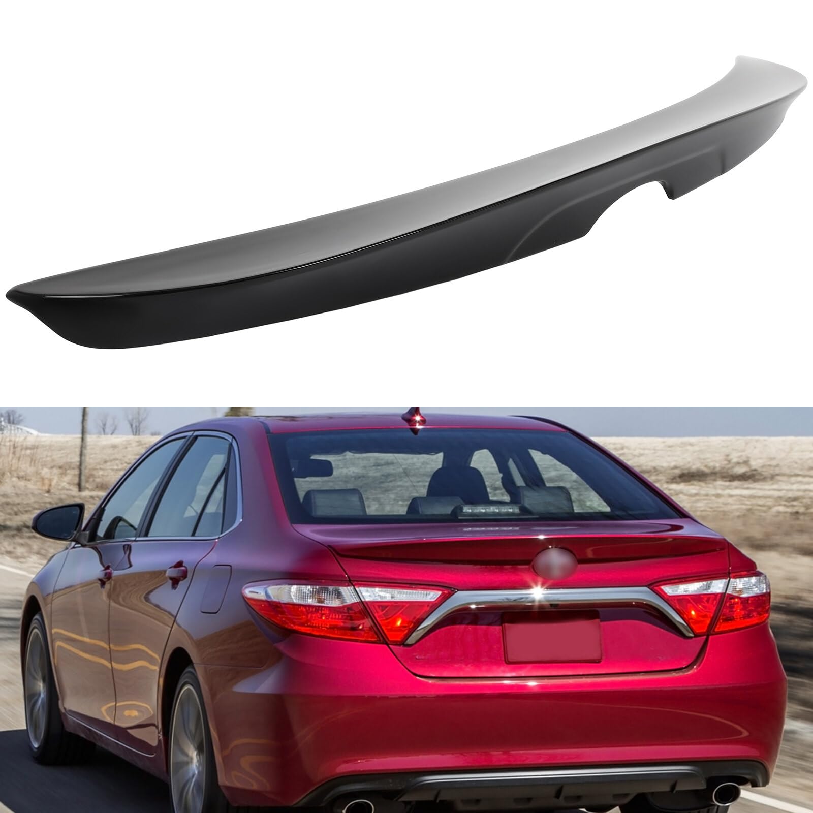 ECCPP Factory Style Rear Trunk Spoiler Wing ABS fit for 2015-2017 For Toyota For Camry Spoiler Wing Glossy Black Rear Trunk Lip Spoiler