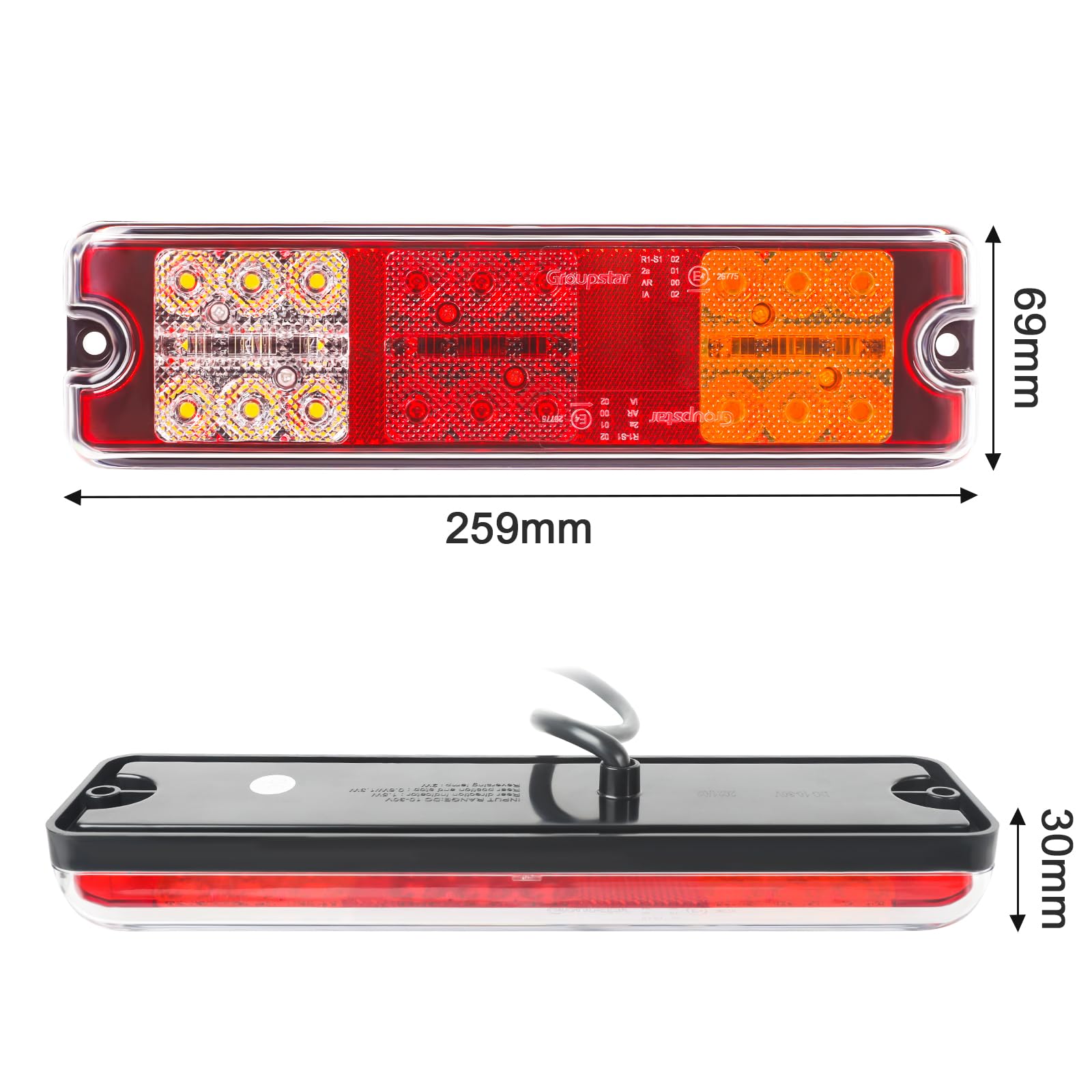 2 Stück LED Anhänger Rückleuchten 12V/24V 27 LEDs Superhelle wasserdichte mit Blinker,Bremse,Rück,Rückfahr,Reflektorlampe für RV LKW KFZ Traktor Bootsanhänger