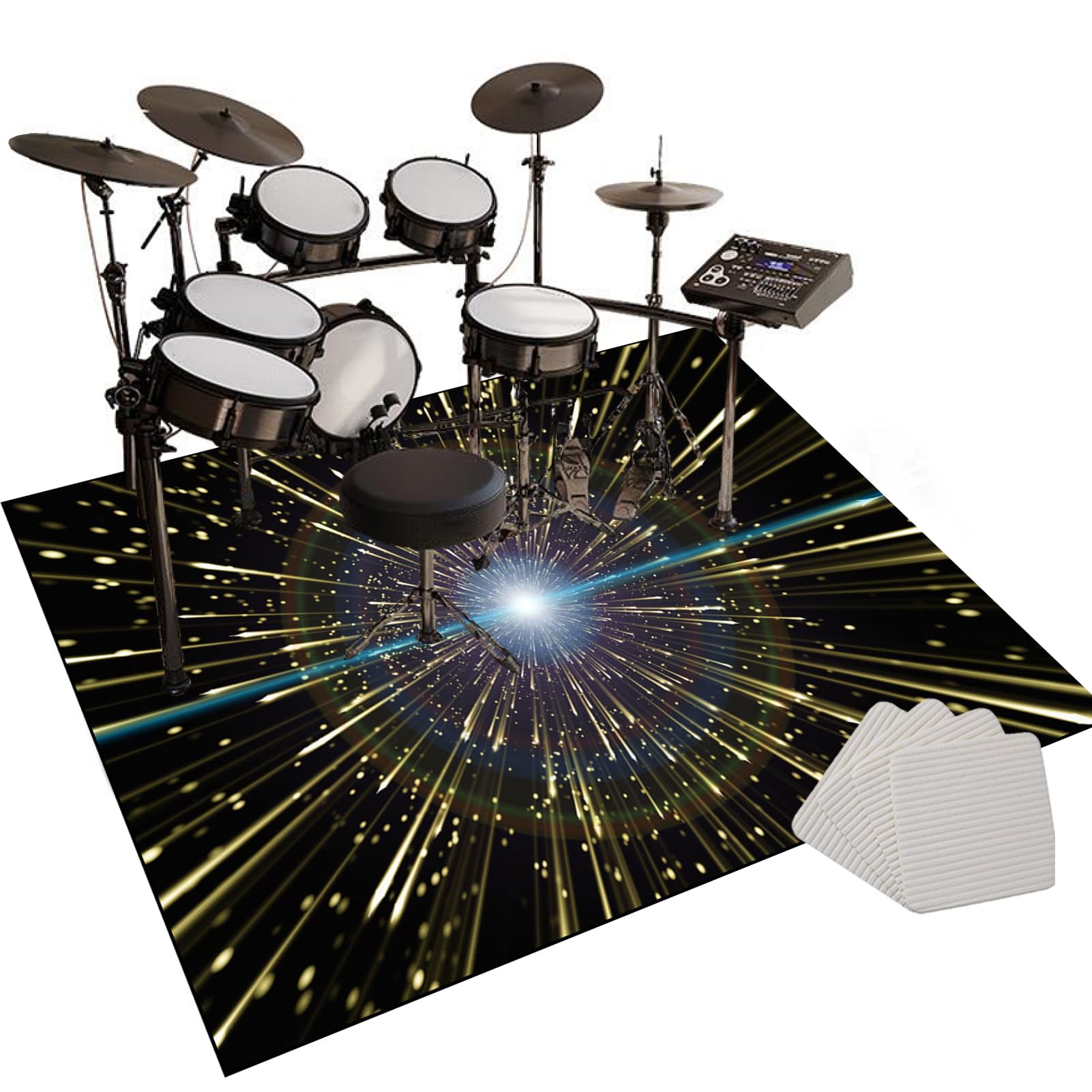 Dywanik perkusyjny, mata do perkusji, antypoślizgowa, dźwiękoszczelna, do użytku wewnątrz i na zewnątrz, elektroniczny zestaw perkusyjny jazzowy, do bębna basowego, werbla, dywan wygłuszający, 200 x