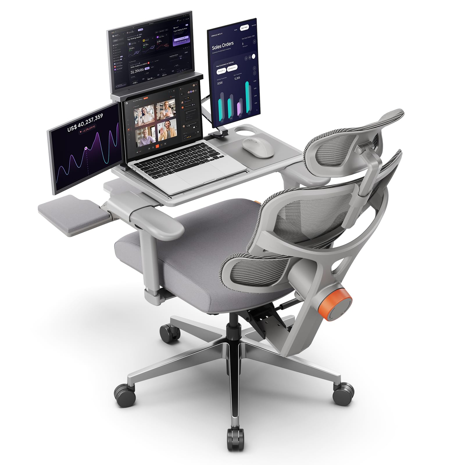 Newtral Ergonomic Mesh Office Chair with Footrest,Laptop Desk, Adaptive Lumbar Support, High Back Desk Computer Chair with Soft 4D Armrest,Adjustable