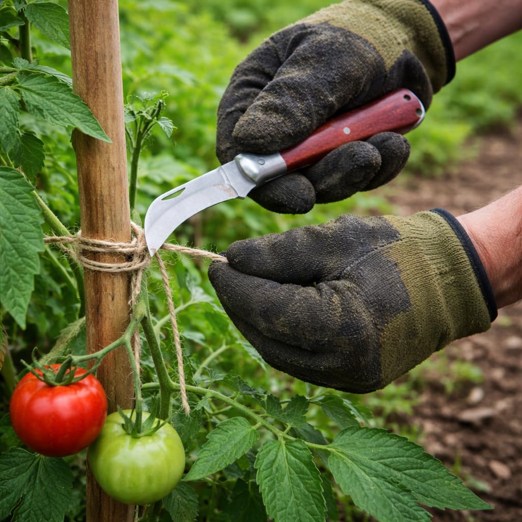 topolenashop Coltello da Innesto a Roncola Tascabile 19,5 cm – Lama Curva 6 cm in Acciaio Inox, Coltello Potatura e Giardinaggio, Manico in Legno, Pieghevole | 313002