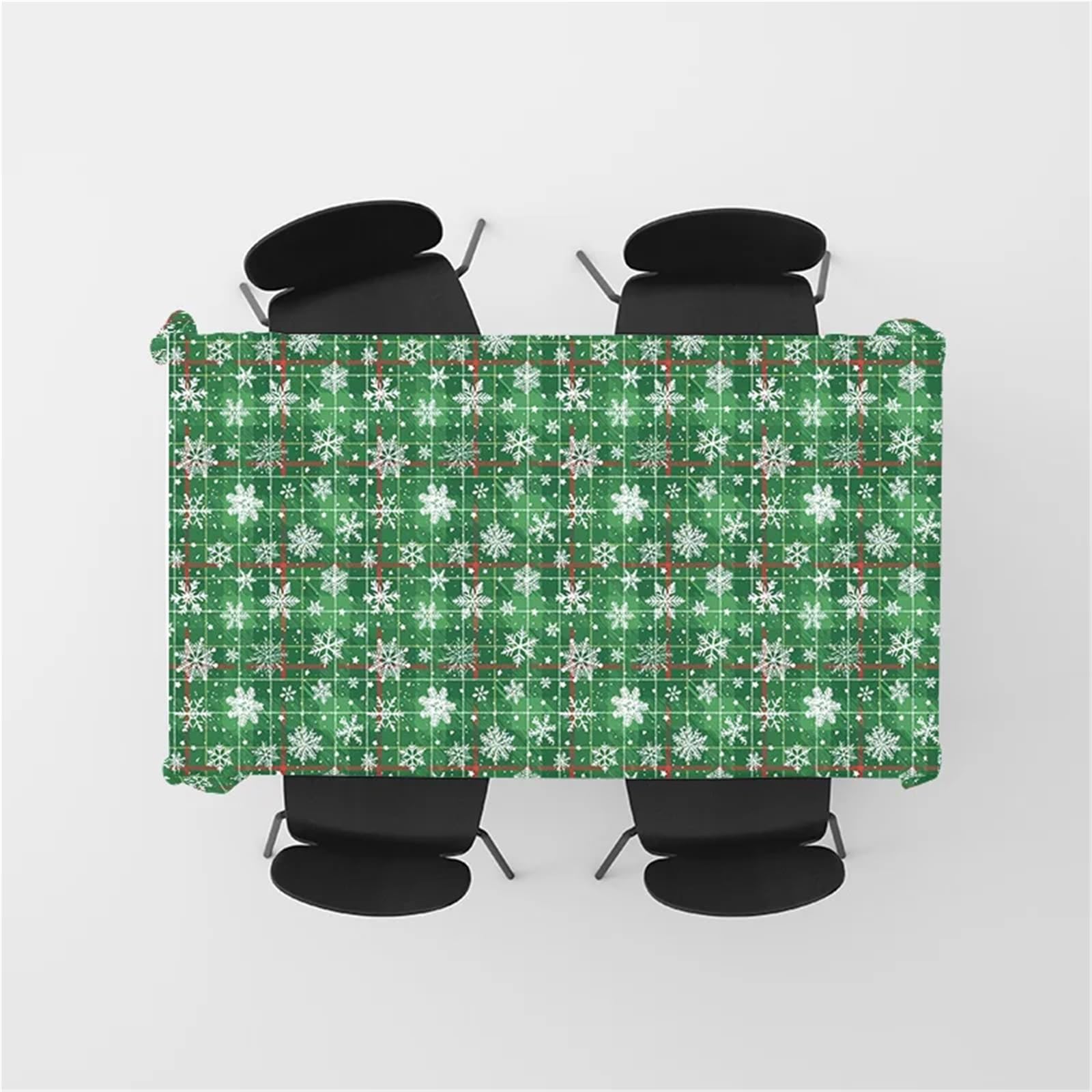 Waterproof Tablecloth Festive Green Snowflakes Holiday Dinner Party Decor Table Cover Winter Tableclot para Comedor(140X180CM)