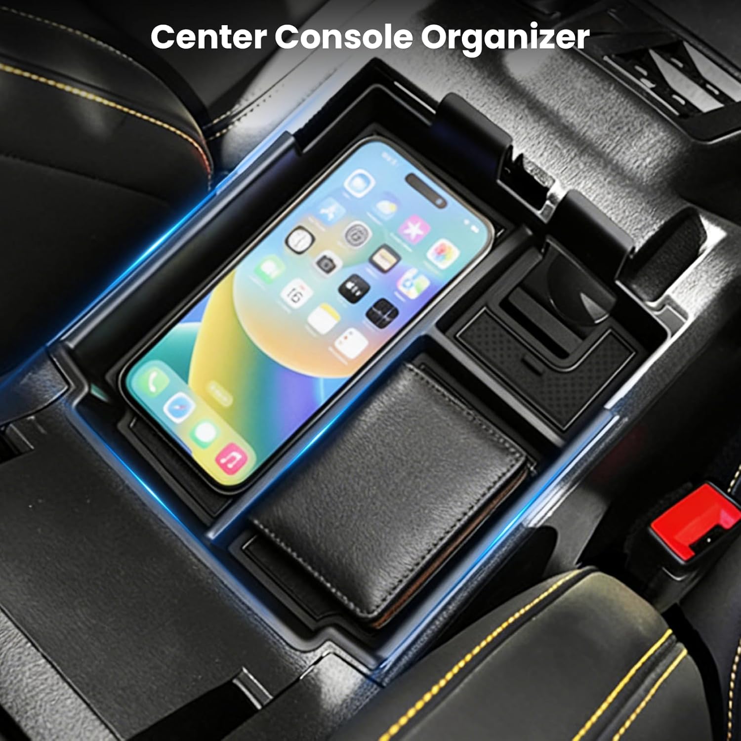 4PCS Organizer Fit for 2025-2026 Bronco 4-Door Accessory (Not for Sport & 2 Door), Center Console Storage, Console Shifter Storage, Doors Handle Side Tray, Glove Box Divider Organizer