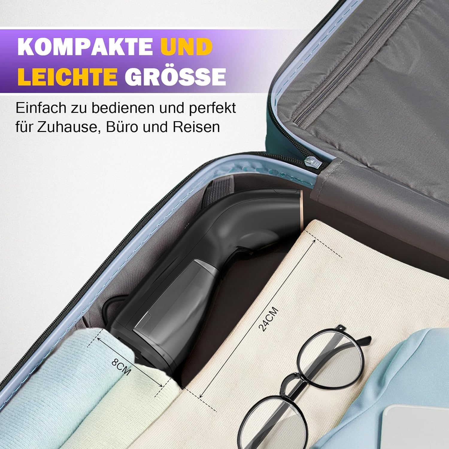 Rolipo Defroisseur Vapeur Vertical，Fer à Repasser Portable De Voyage Élimination Efficace Des Rides, Compacte Et Légère, Adaptée à La Maison, Aux Voyages Et Au Bureau, Noir