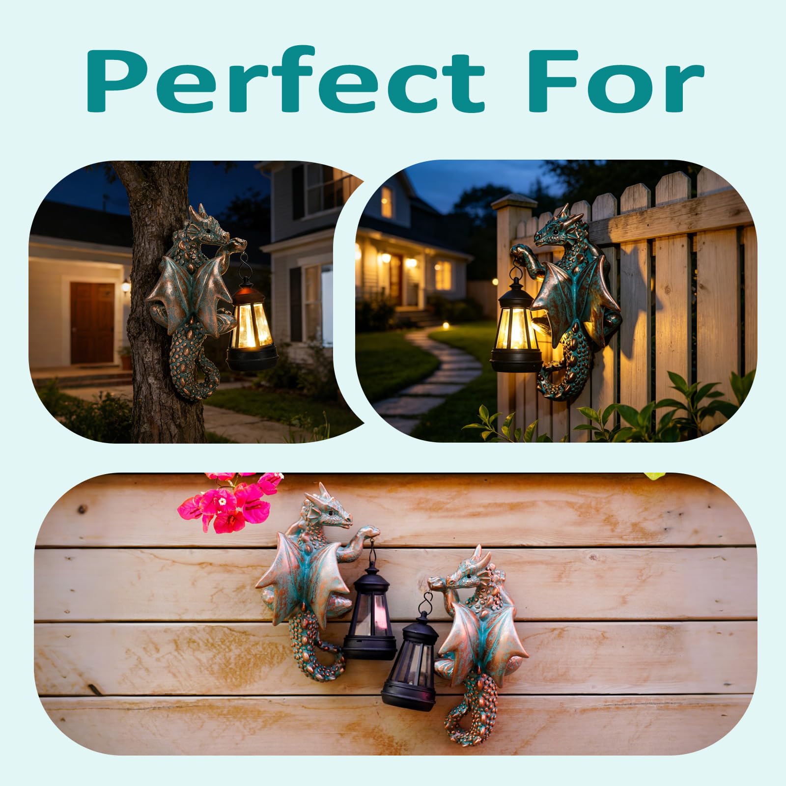 Yeomoo Dragon Solaire Suspendu avec éclairage LED pour Jardin extérieur