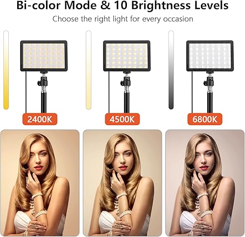 Miniatura 2 de Paquete de 2 luces LED de video, kit de iluminación para fotografía, 2400-6800K luz de estudio regulable 97 CRI con soporte de trípodefiltros de