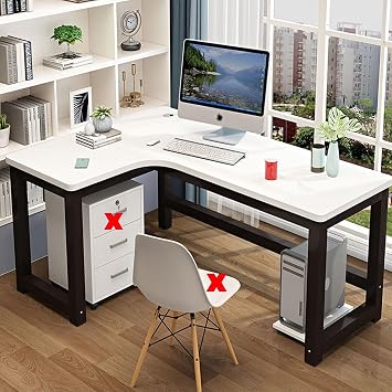 L Shaped Desk, Computer Desk Home Office Corner Desk Study Writing Table, Modern Simple Workstation Business FurnitureP,160x100x75cm/63x39x29.5in