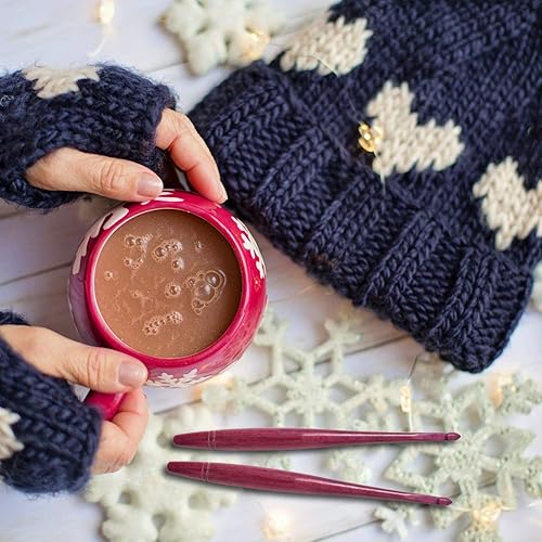 Miniatura 5 de Divit Shilp Streamline - Ganchos de ganchillo con mango ergonómico  Aguja de tejer de madera de corazón morado de 7 pulgadas, tejido de hilo para