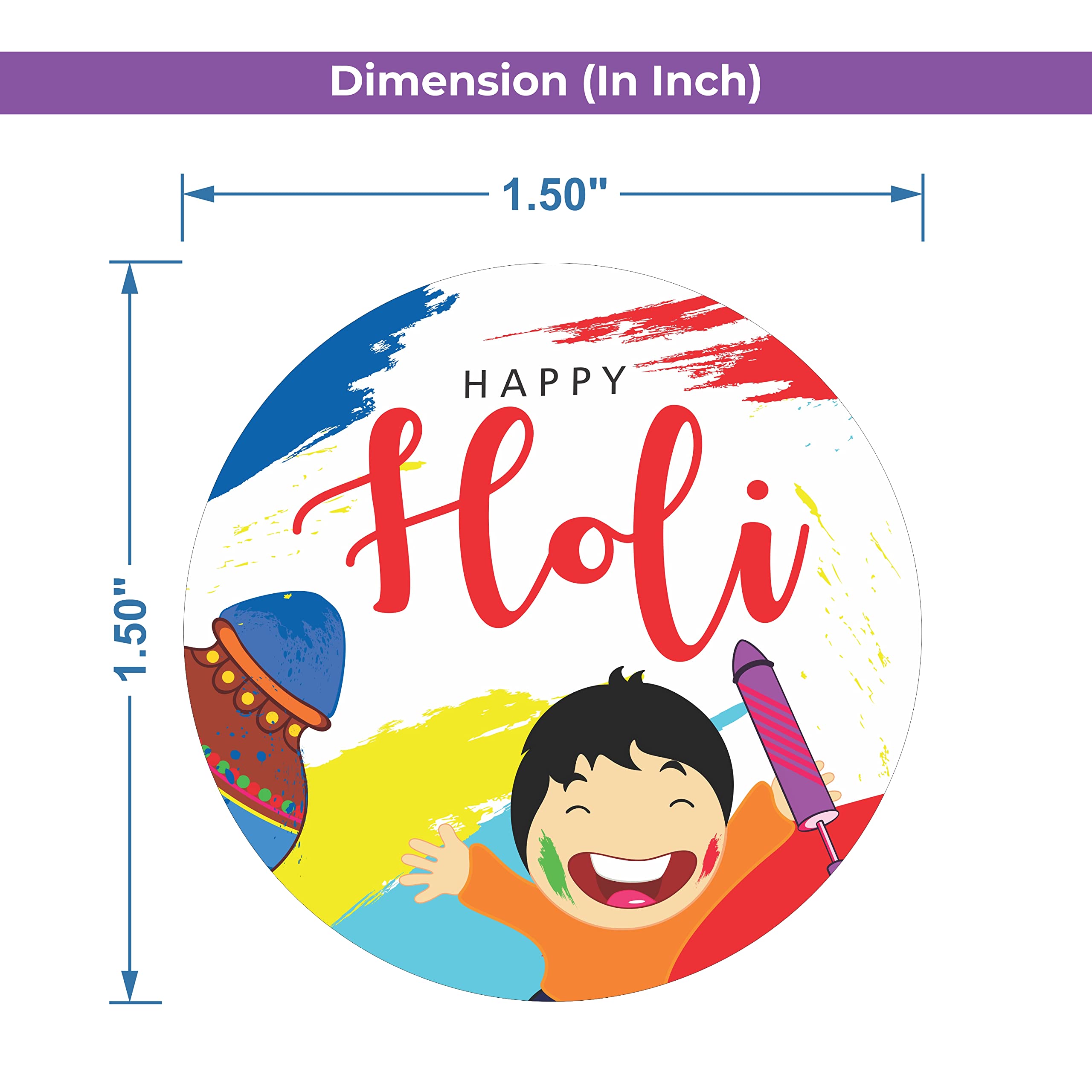Goelite Happy Holi Stickers for Gifts Packaging and Journal, Decorations Set of 95 Stickers Self-Adhesive and High Glossy Stickers (Design 6) 4