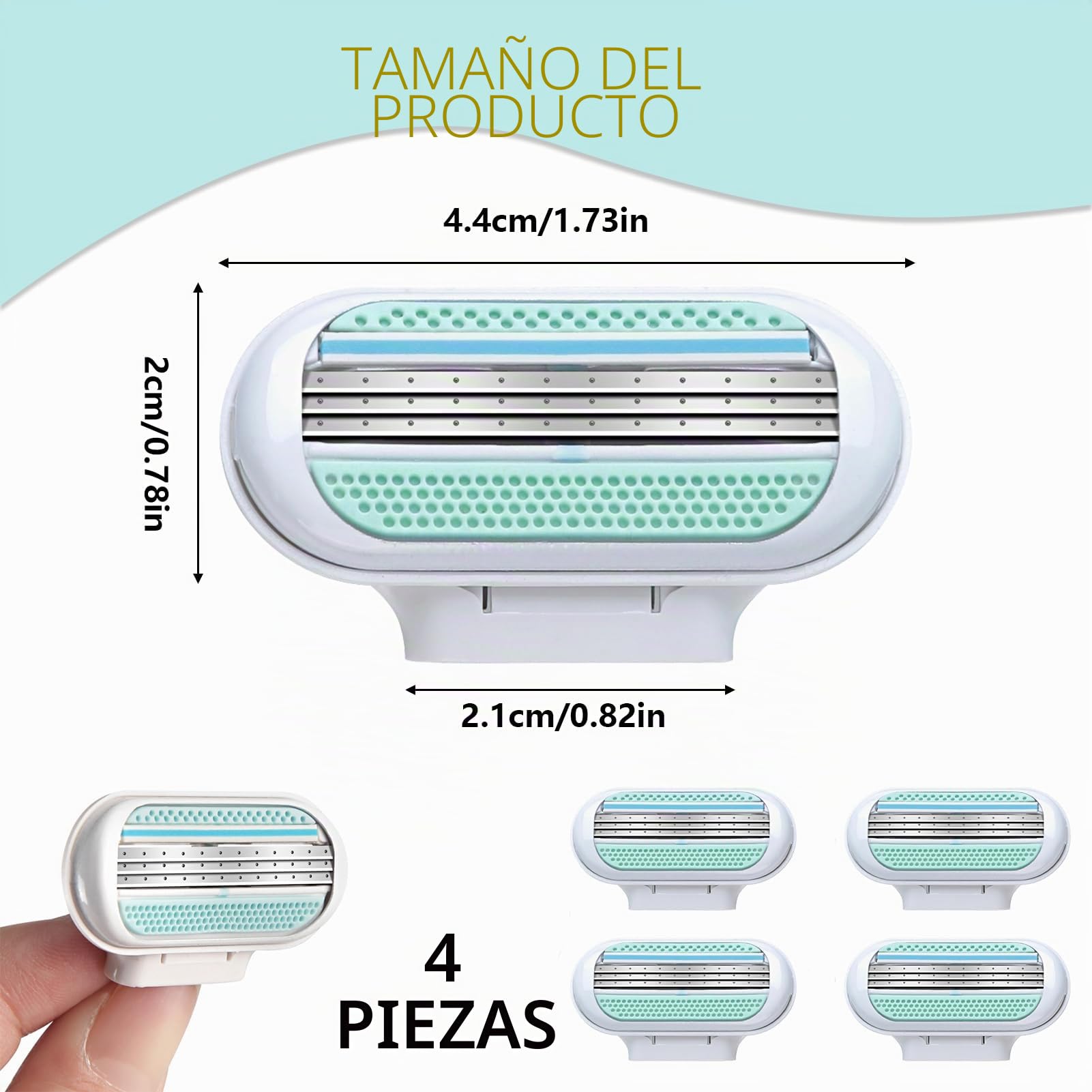 4 piezas de recambio de cuchillas, Deluxe suave sensible de los recambios de las cuchillas con cinta lubricante protectora cuchillas de afeitar femenino de afeitar ultra cómodo producto cuchillas de