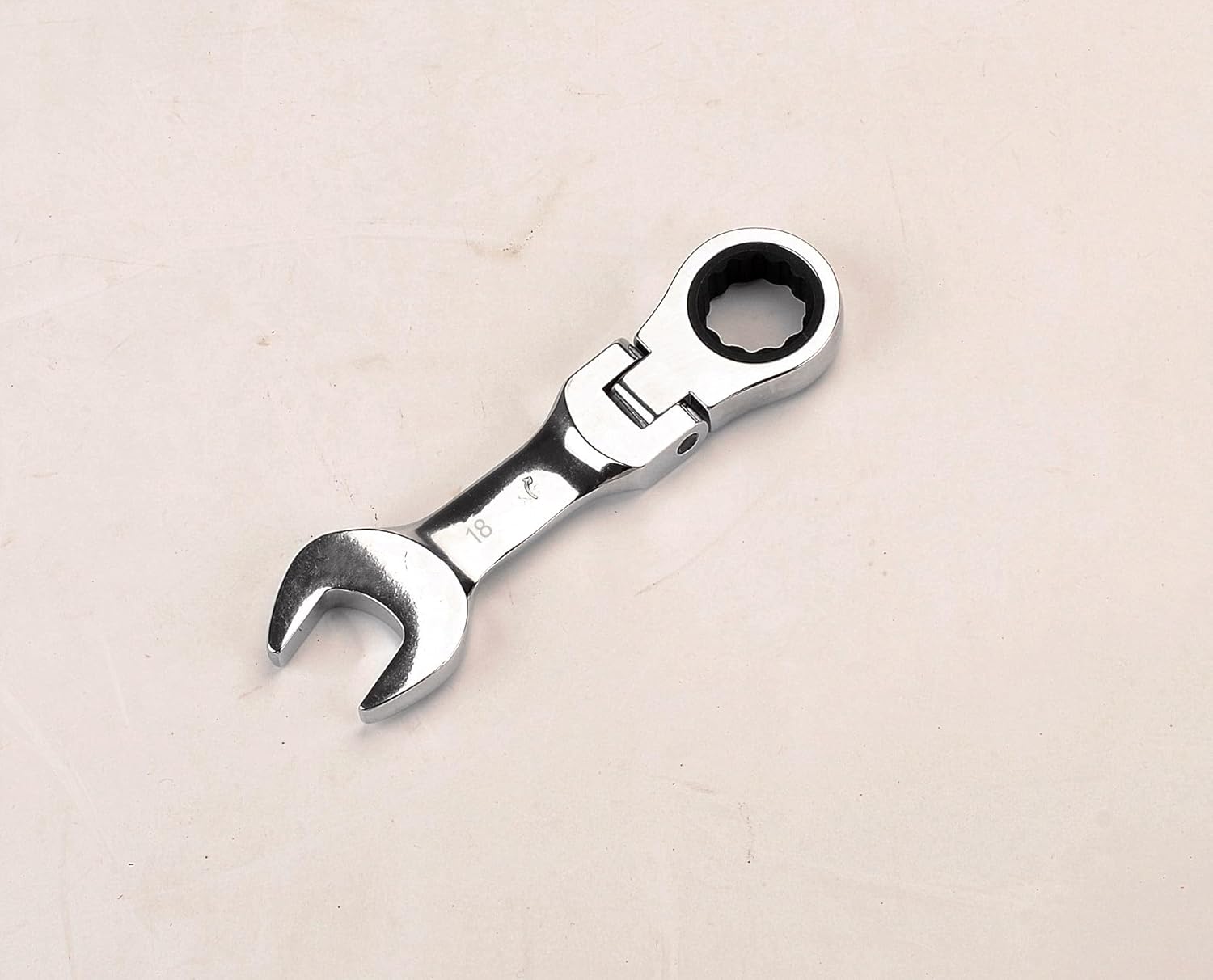 FLZOSPER 18mm Metric Flex-Head Stubby Box End Head Geared Wrench, 72-Tooth Ratcheting Combination Wrench Spanner