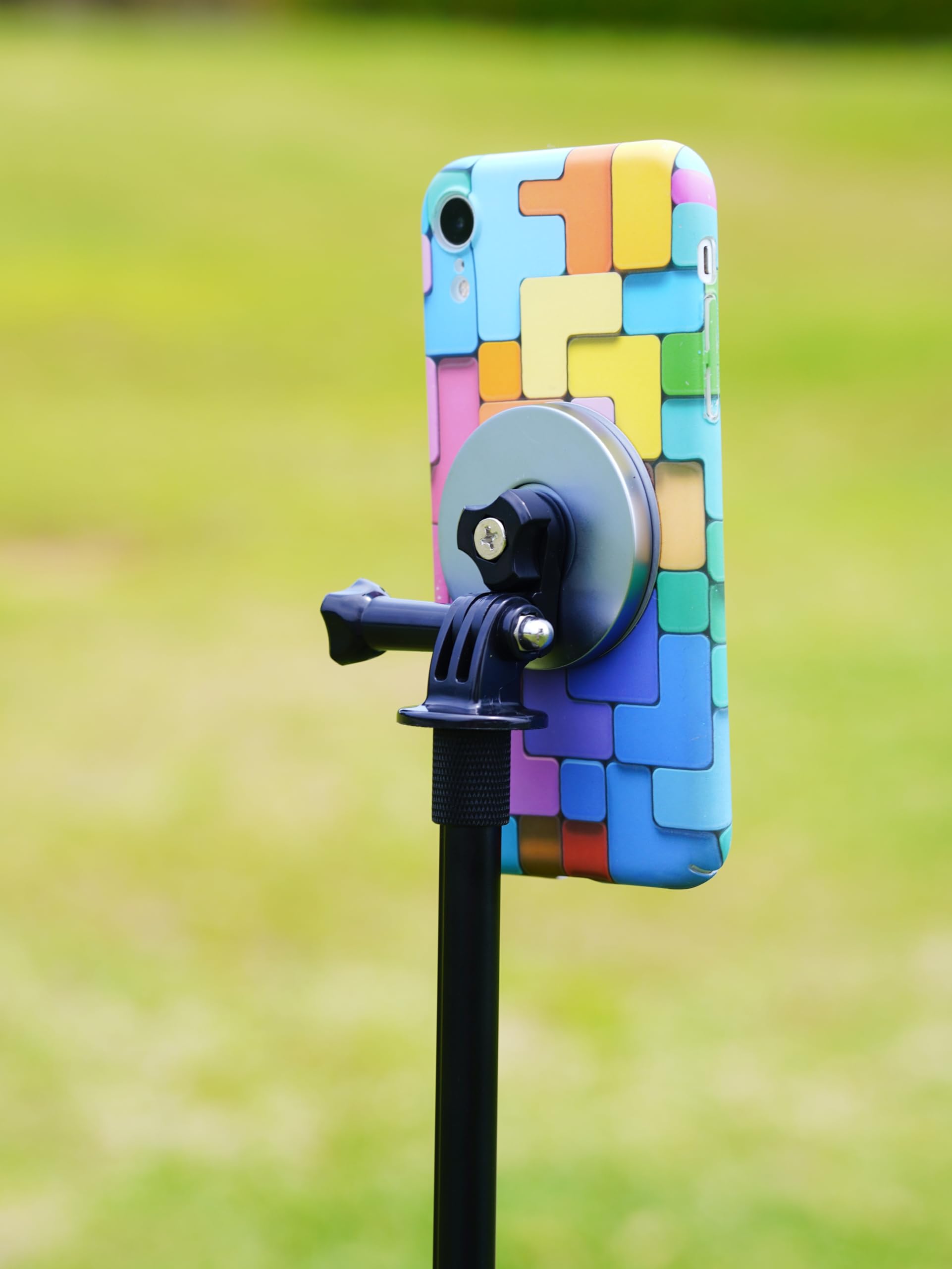 PräzisionsMeister Golf Einbeinstativ Selfie Stick, Golfschwung aufnehmen mit magnetischer Handyhalterung, Verstellbares Stativ mit Erdspieß, Kompatibel mit GoPro Insta