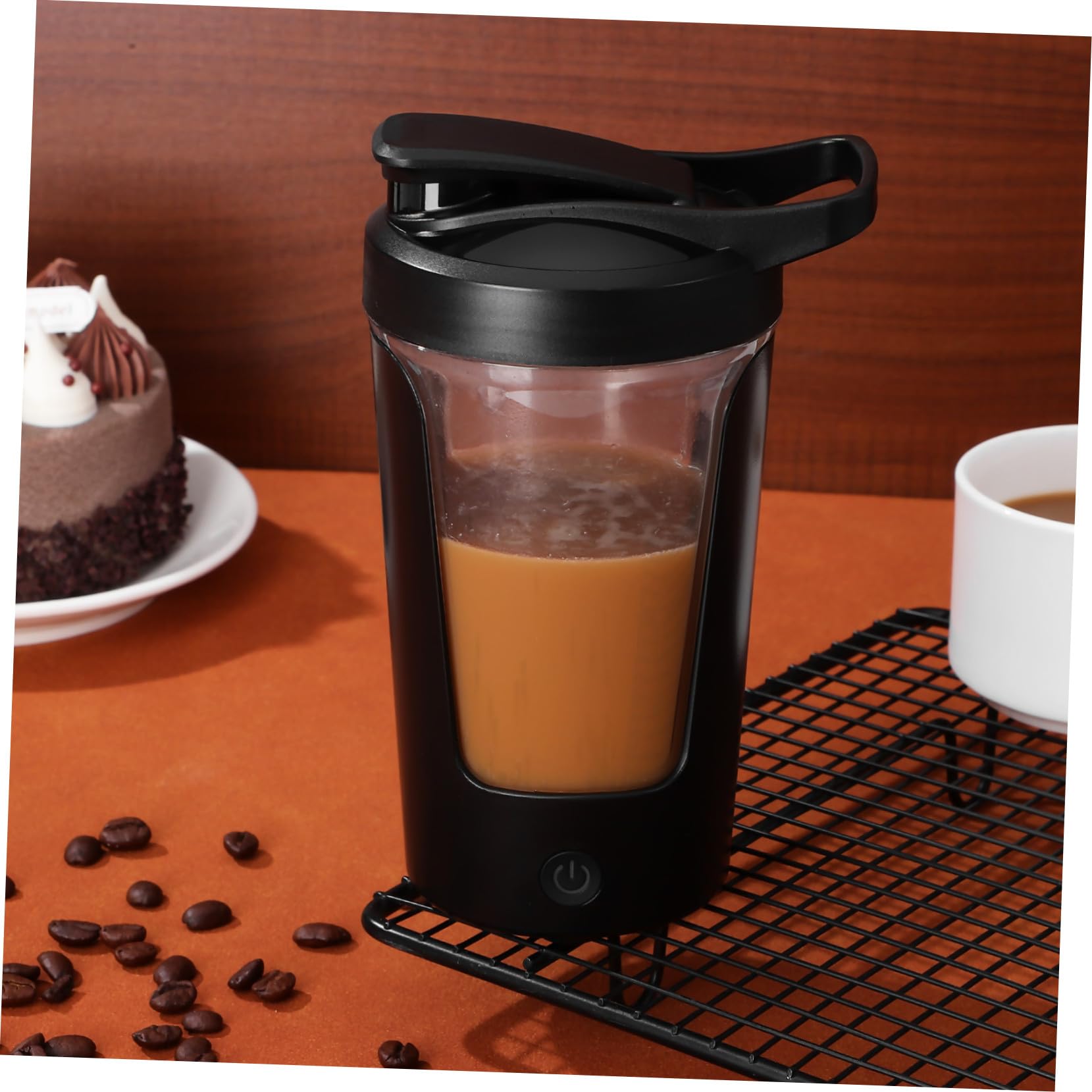 Shaker per Proteine Elettrico Nero 450ml, Miscelazione Automatica | Copolyester, Pp e Abs, Ricaricabile 500mah, Ipx5, per Bevande e Frullati Proteici