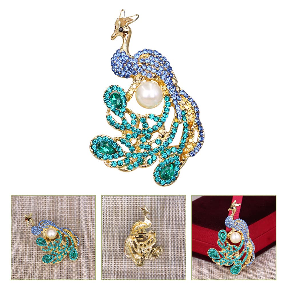 Broche Paon Vintage - Strass Délicat - Occasion - Accessoire Élégant