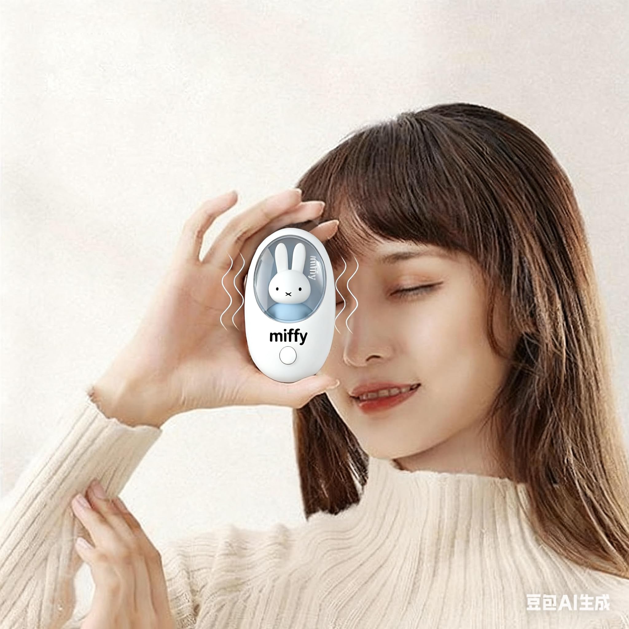 Mipow X Miffy Chauffe-mains portable pour les mains et les yeux, chaleur durable et élégant pour l'extérieur et un usage quotidien (blanc)