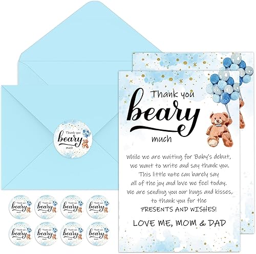 Miniatura 14 de Kisston 50 juegos de tarjetas de agradecimiento con 50 sobres y calcomanías, tarjeta de regalo de agradecimiento para baby shower, revelación