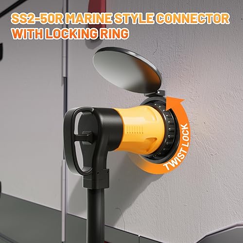 Miniatura 3 de NEMA 14-50P a SS2-50R - Adaptador de generador de RV con bloqueo giratorio, adaptador de alimentación de enchufe a tierra, adaptador de alimentación