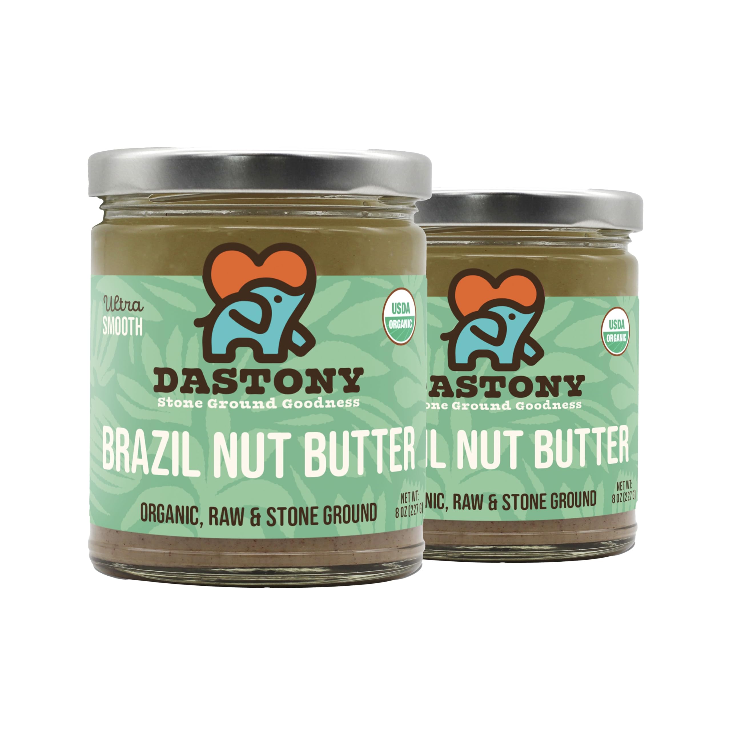 Dastony Organic Raw Brazil Nut Butter, 8 oz | Only One Ingredient | Vegan, Paleo and Keto Friendly, Non GMO, Gluten-free - Pack of 2