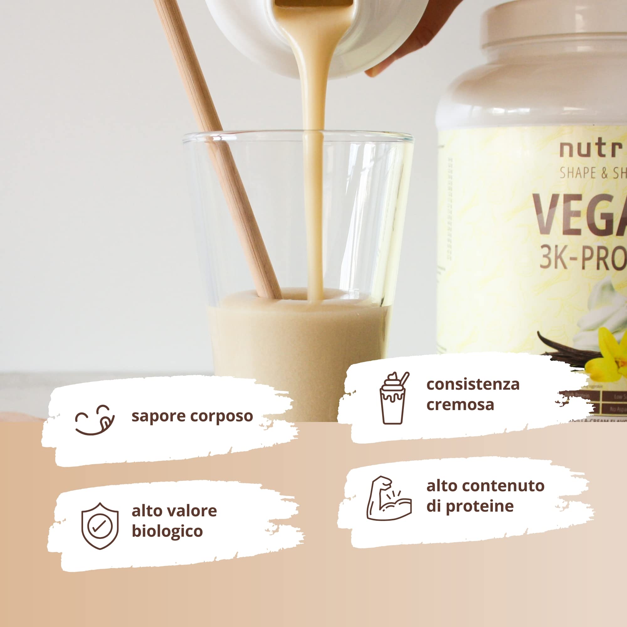 Nutri + Proteine Vegane in Polvere Cocco e Mandorla 1000g 81% Proteina 3k a Base Vegetale Senza Lattosio Low Carb per Frullati Proteici