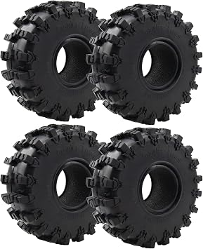 4Pcs ShareGoo Rubber 2.2" Crawler Mud Terrain Tires Super Grip Soft Tyre OD 148mm Compatible with Axial SCX10 90047 D90 TF2 Tamiya CC01 Traxxas TRX4 1/10 RC Rock Crawler Rims Beadlock
