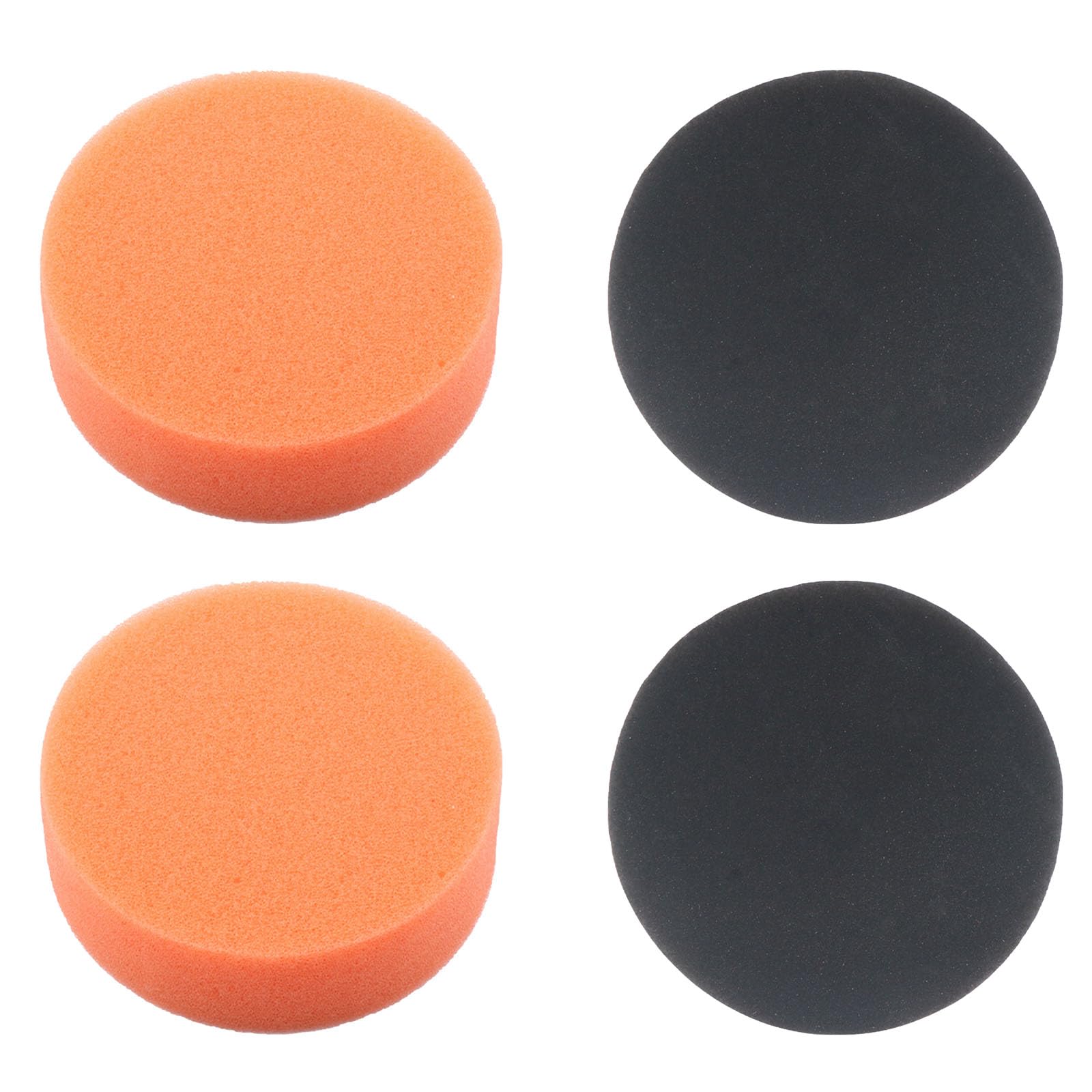 HUIKKJP ポリッシャー 車磨き用スポンジバフ 4 個セット 125mm 電動ポリッシャー対応 マジックテープ式 ウレタン素材 極細～超微粒子研磨（細目/中目） ワックスがけ艶出し用 高耐久水洗い可 (オレンジ 2 枚 + ブラック 2 枚)