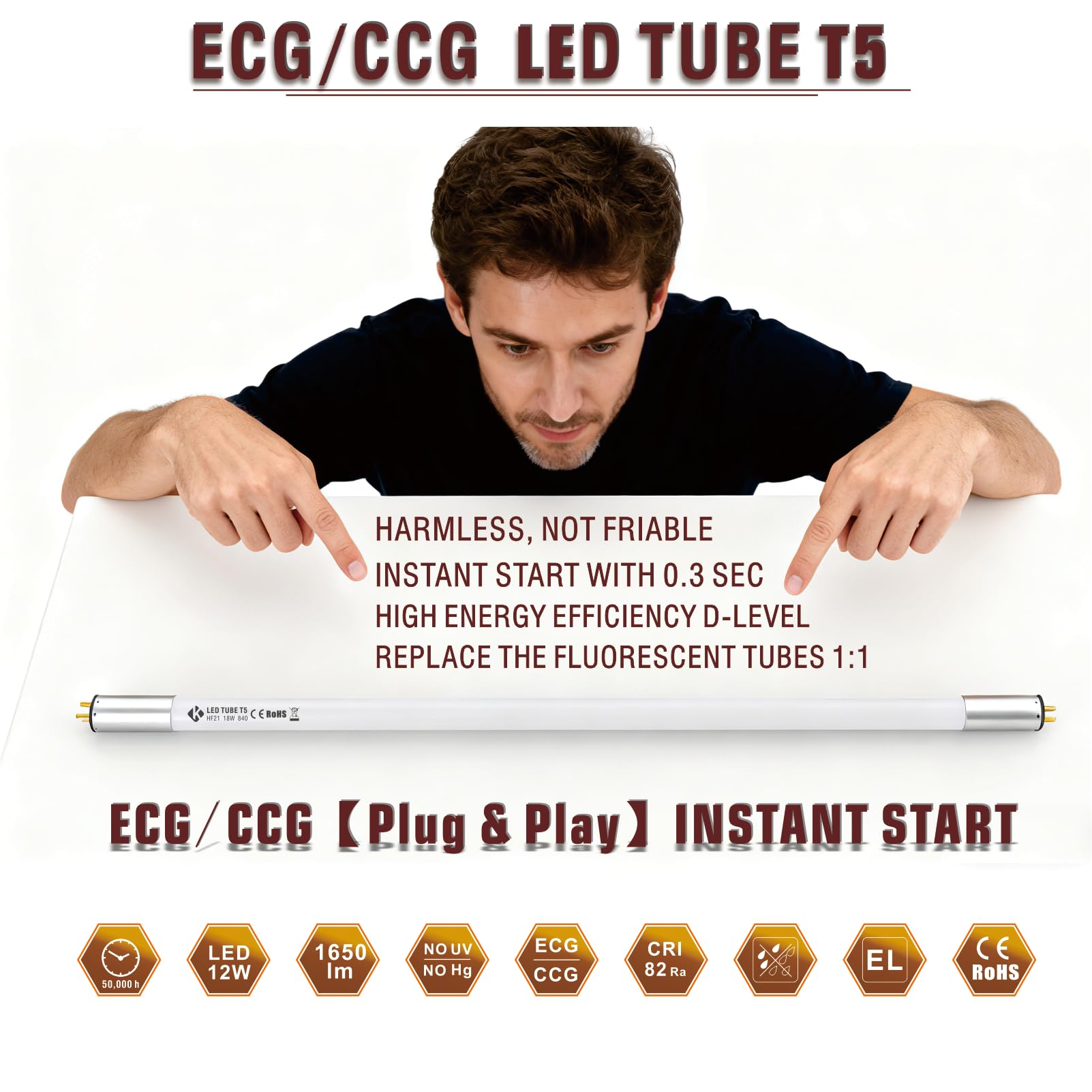 Led Röhre T5 Plug & Play 849mm 4000k 18w Ersatz & Kompatibilität mit EVG KVG Cfl Röhre t5 HE24w/HO39w,T5 led leuchtstoffröhre für Küchenbeleuchtung sofortiger Einstart / 2 Stück