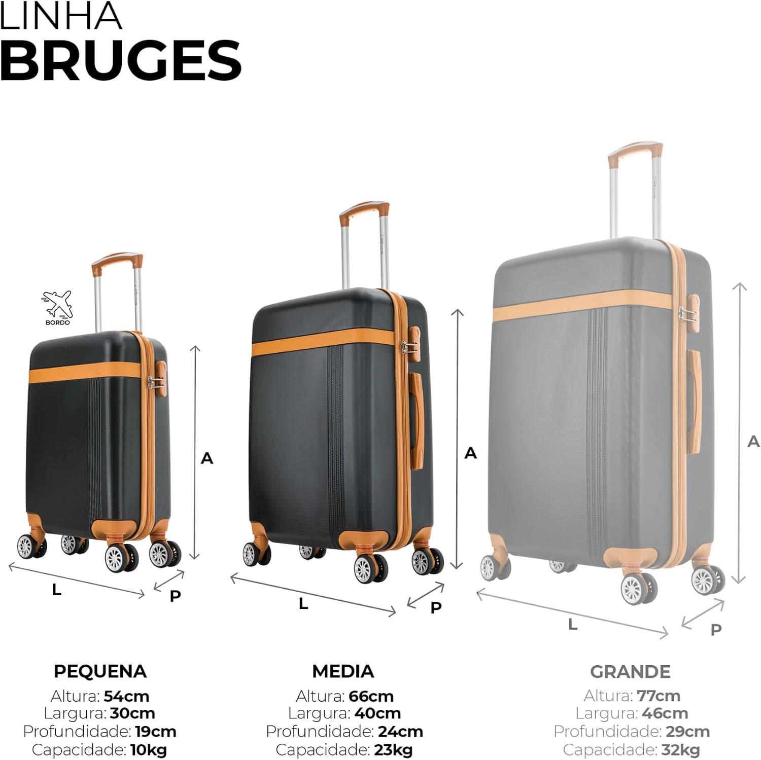 Kit de malas de viagem P/M Bruges Swiss Move Preta Kit de malas de viagem P/M Bruges Swiss Move Preta