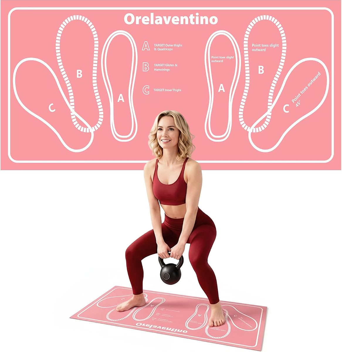 Squat Mat with Foot Position, Non-Slip Workout Mat for Safe Squat | 30'' x 13.8'' Squat Mat, Improves Muscle Activation & Knee Support, Home Gym Fitness Mat,Versatility and Safety