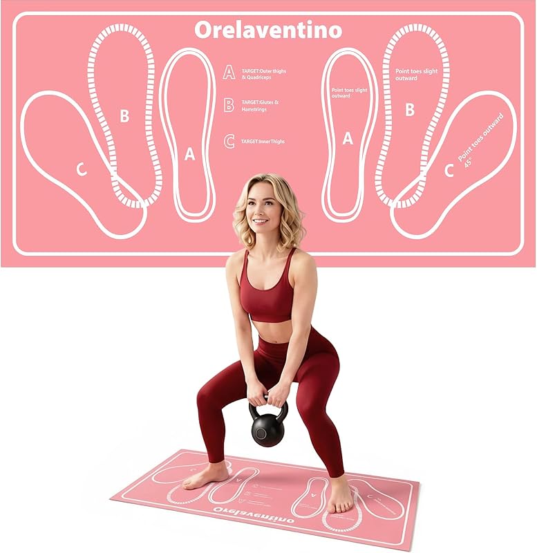 Squat Mat with Foot Position, Non-Slip Workout Mat for Safe Squat | 30'' x 13.8'' Squat Mat, Improves Muscle Activation & Knee Support, Home Gym Fitness Mat,Versatility and Safety