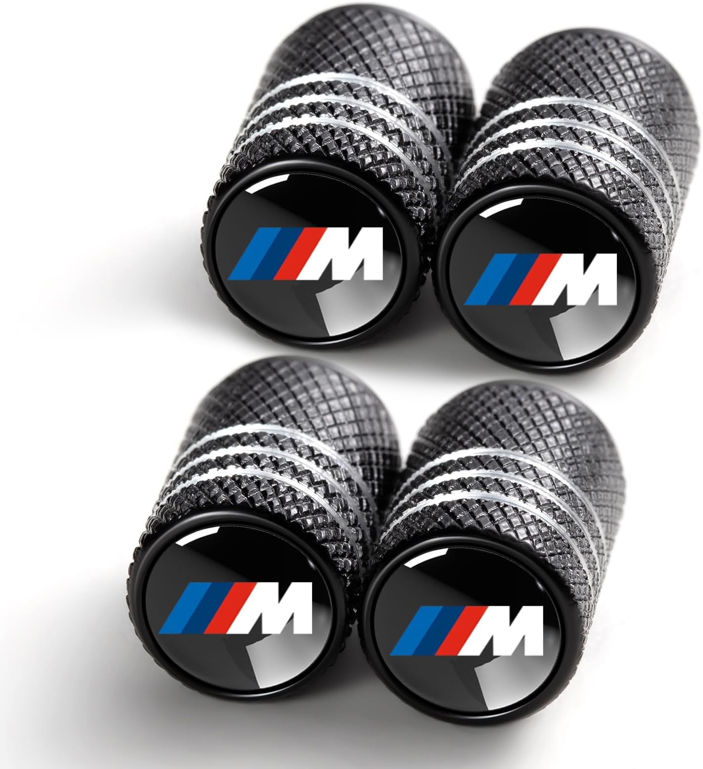 Tire Valve Stem Caps for BMW M 3 5 7 X1 X3 M3 M5 X1 X5 X6 Series Metal Car Wheel Air caps Auto Valve Stem Caps Accessories 4 Pcs Black