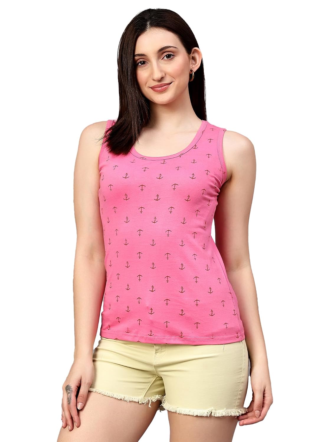 DIAZ Women's Super Combed Cotton Rib Fabric Slim Fit Tank Top