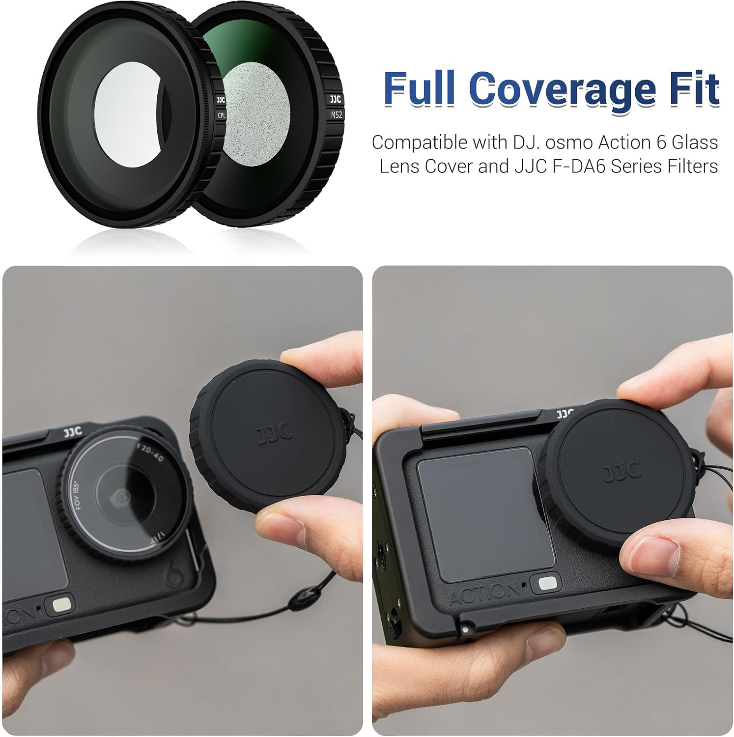 JJC Action 6 Rubber Lens Cap for DJI Osmo Action 6 Accessories, Silicone Protective Cover with Anti-Loss String, Protect Glass Lens Cover from Crack Bumps Dust Scratch When Not Using for Action6