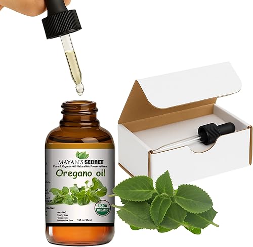 Mayan's Secret Aceite esencial de orégano orgánico certificado por USDA (100% puro y natural, sin diluir) enorme botella de 1 onza, perfecto para