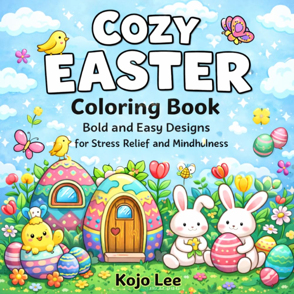 Cozy Easter Coloring Book: Bold and Easy Designs for Stress Relief and Mindfulness