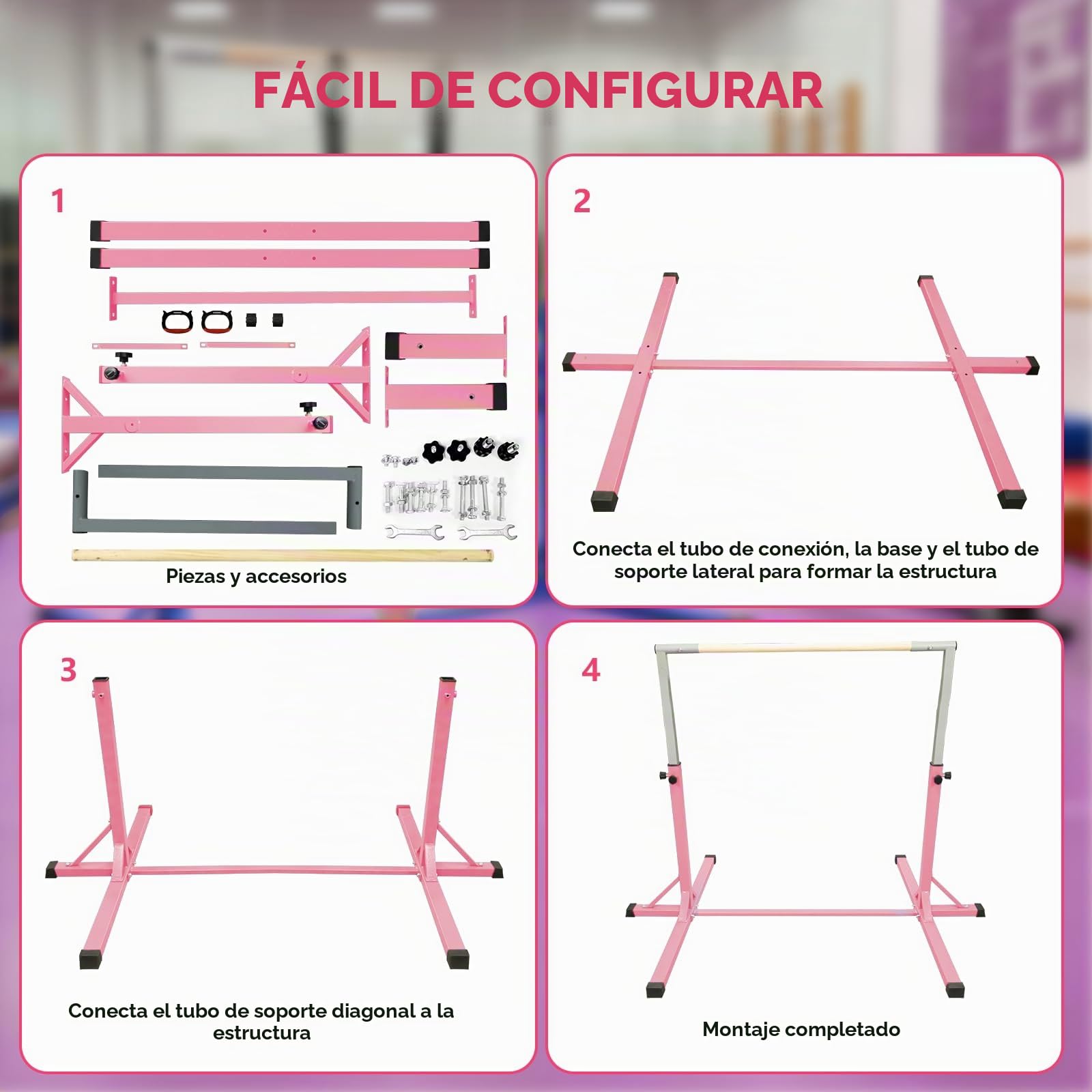 FBSPORT Barras horizontales de Gimnasia para niños con Anillos de Gimnasia, 13 Equipo de Entrenamiento de Gimnasio de Gimnasia para Gimnasio de Gimnasia para Interiores y Exteriores