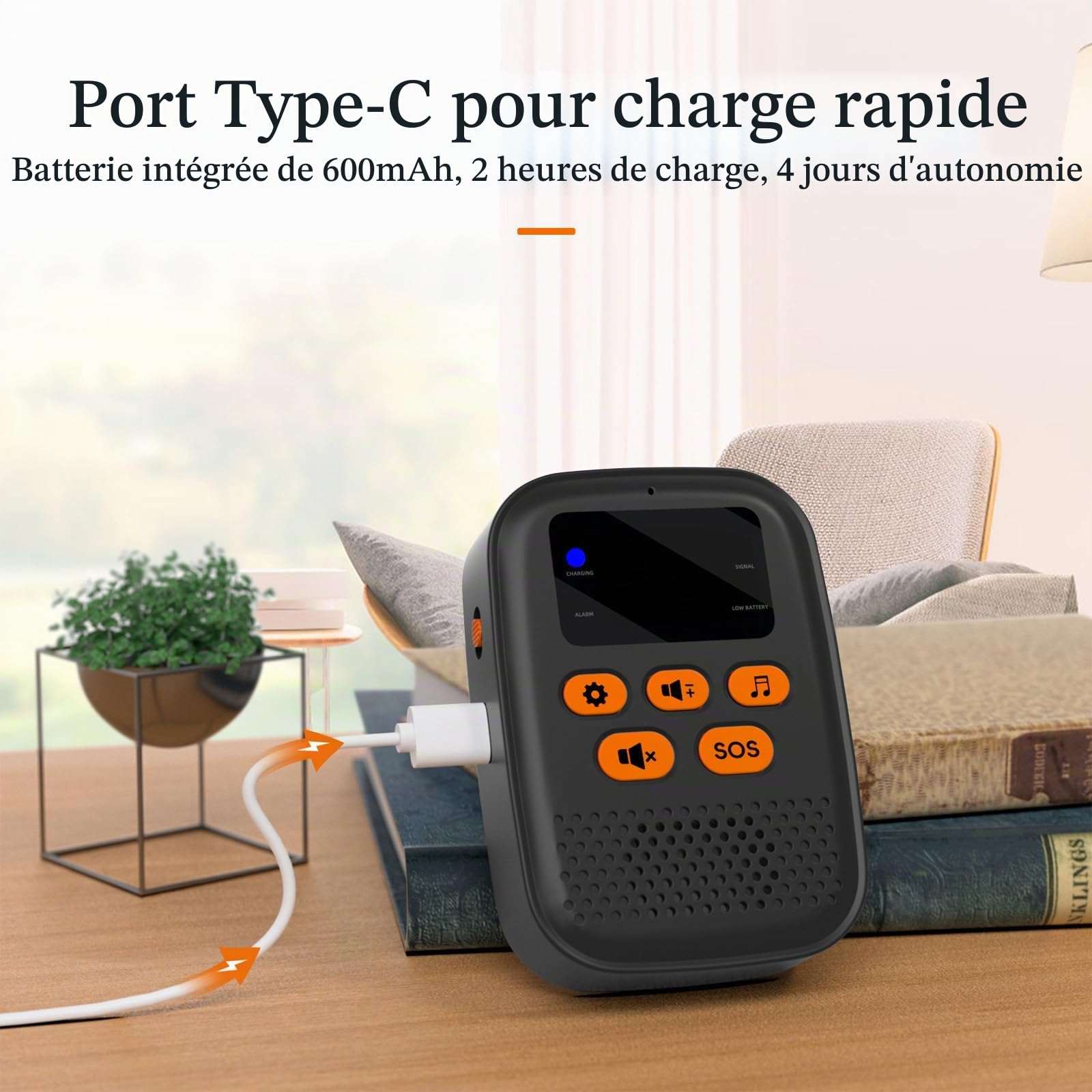 Bouton d'appel sans Fil Téléavertisseur pour Personne âgé, Malade Handicapé -Système d'alerte Personnel à Domicile -1 récepteur et 2 émetteurs SOS