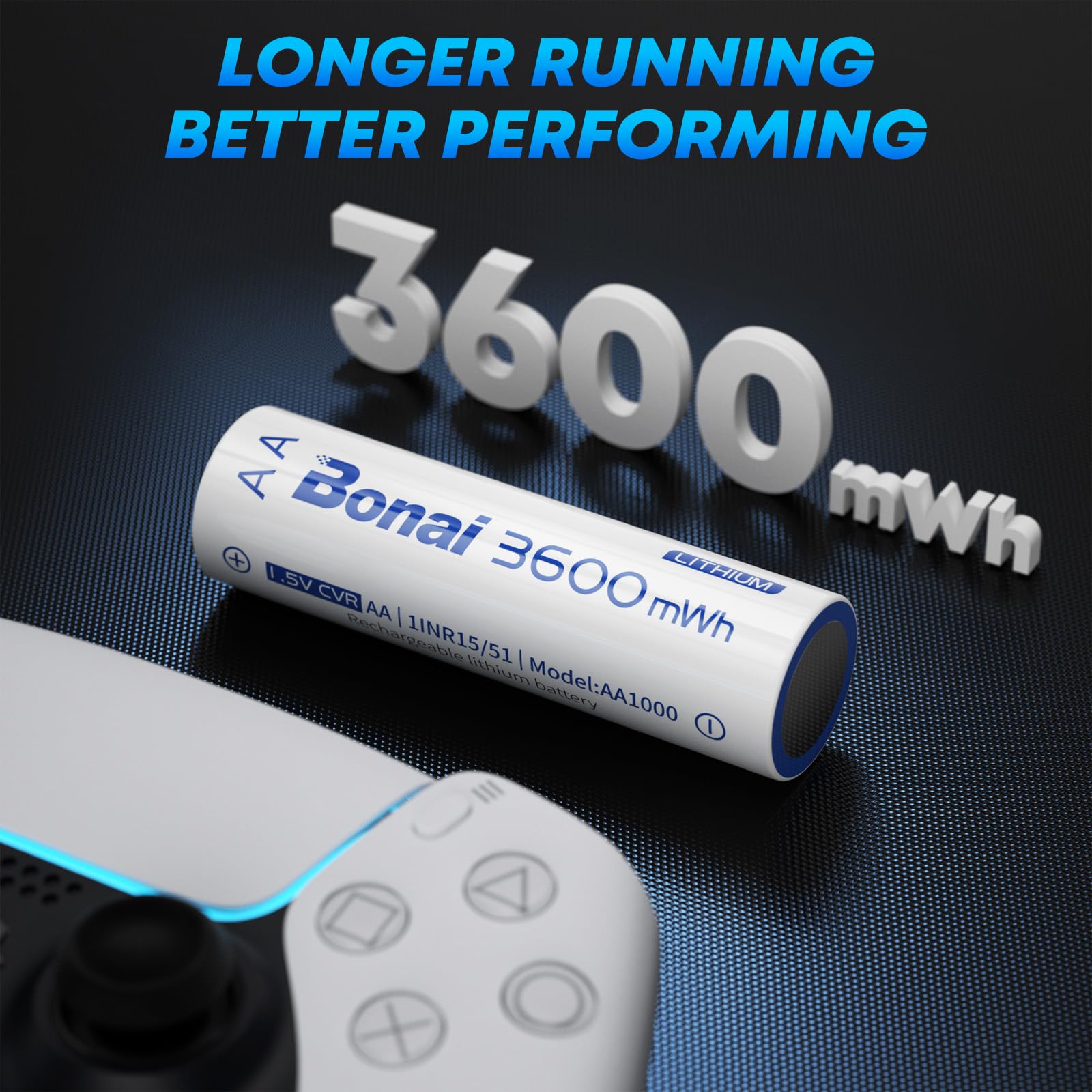 BONAI AA Lithium Batterie Ricaricabili 1,5V 3600mWh 8 Pezzi Pile Ricaricabile Al Litio AA con Caricabatterie Ricarica Rapida Type-c Adatto per Telecamere, Serrature Intelligenti, Torce Elettriche, ecc