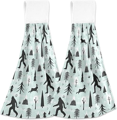 Miniatura 1 de Bigfoot Jackalope - Toalla de cocina, 2 piezas, toalla de mano súper suave, absorbente, secado para colgar en el baño, granja, mesa, decoración del