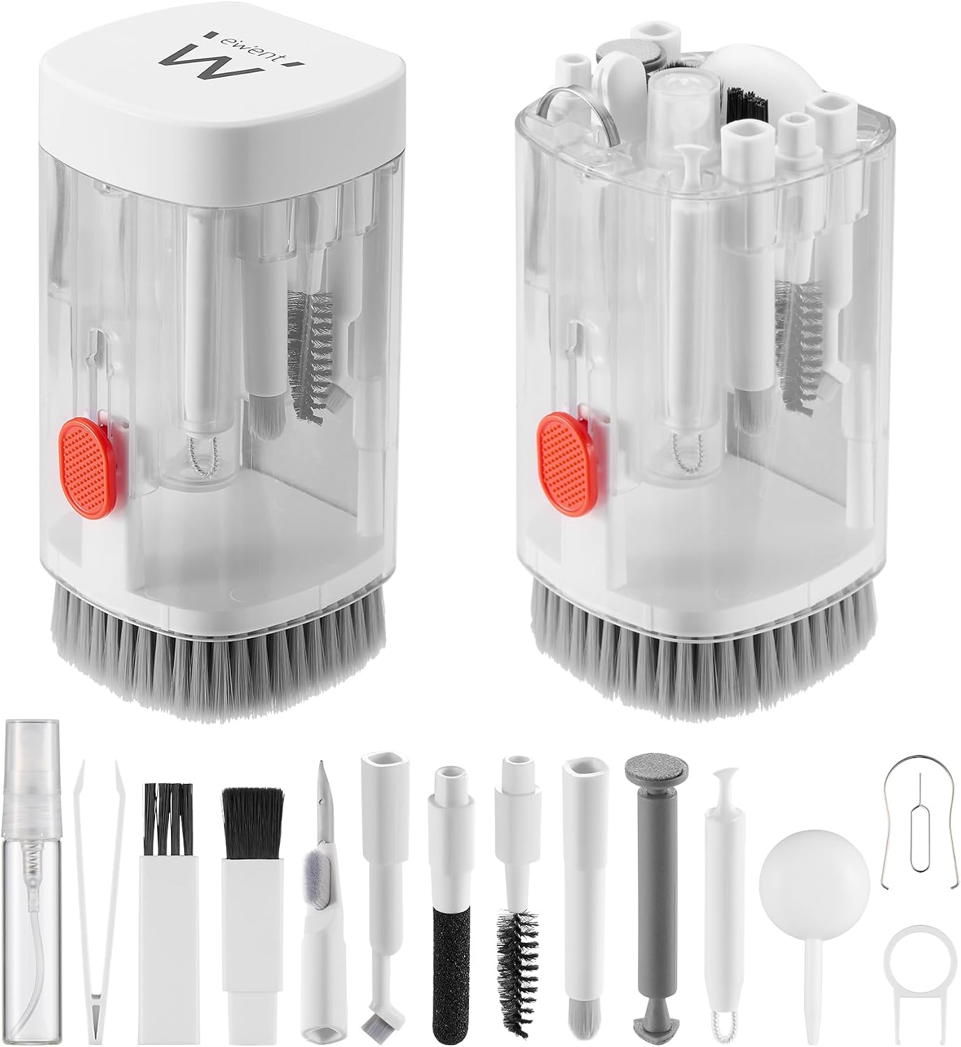 Ewent 21-in-1 Multifunctional Cleaner Kit for Electronic Devices, Cleaning Accessories for Headphones/Earbuds,Keyboards,PC Monitors,Smartphones,Tablets,Cameras and Screens, Cleaning Kit Tools (White)
