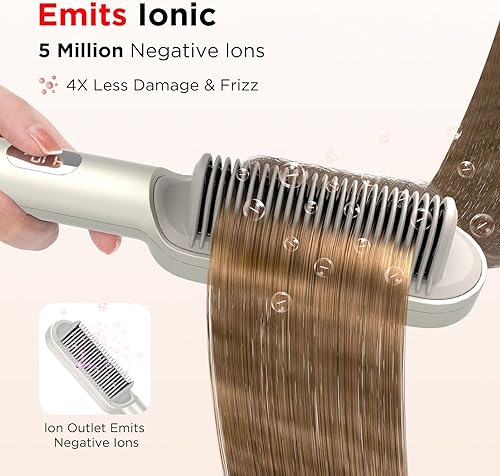 Miniatura 4 de Prizm Cepillo alisador de cabello, calentamiento rápido de 20 segundos, peine alisador de cabello con iones negativos con menos encrespamiento, 4