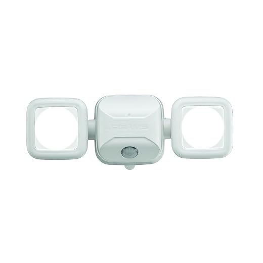 Beams MB3000 High Performance 500 Lumen Wireless Battery Powered Motion Sensing LED Dual Head Security Spotlight, White, 1-Pack